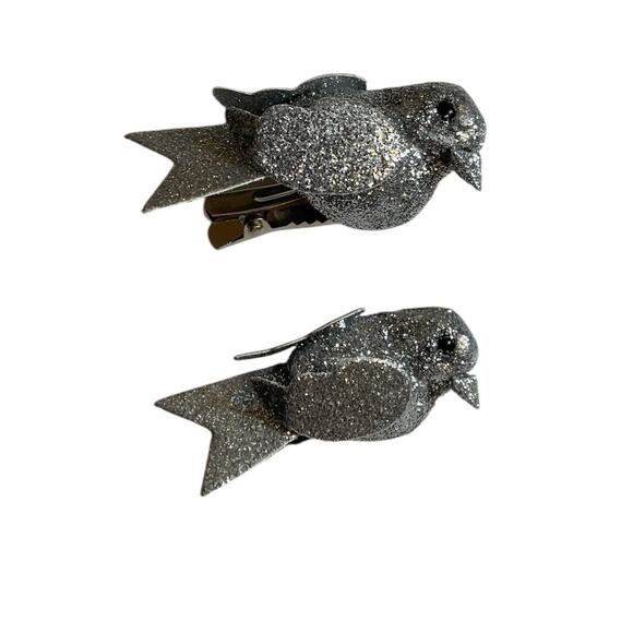 16 Songbird Ornaments Mini Tree Clip On Christmas Silver Glitter (2 Pack of 8) - Picture 3 of 4